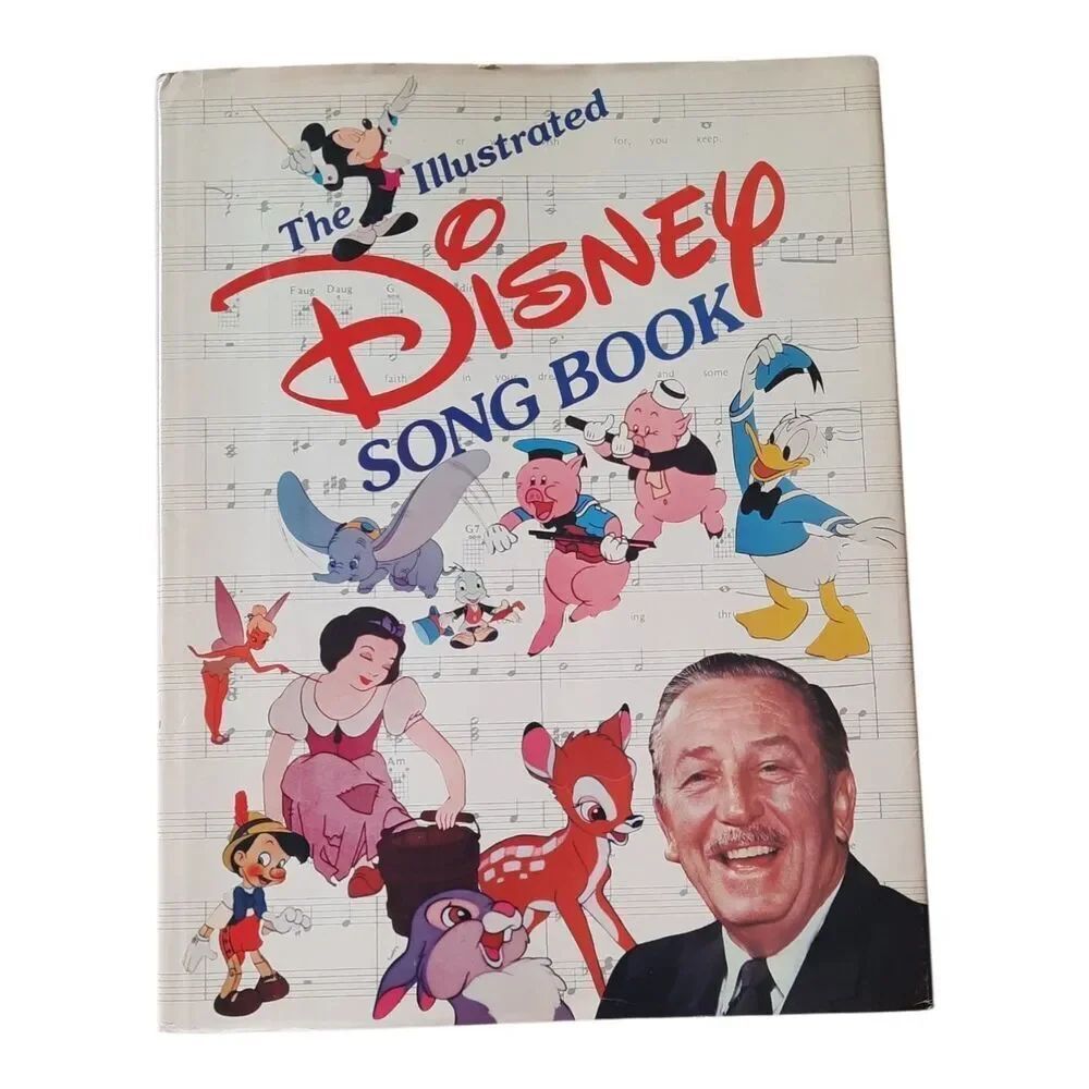 Disney Illustrated Song Book - Red, Blue, White, Pink Characters